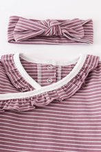 Load image into Gallery viewer, Purple stripe ruffle baby 2pc gown