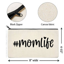 Load image into Gallery viewer, #momlife Canvas Multi-Use Canvas Zipper Pouch