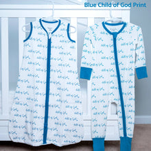 Load image into Gallery viewer, LollyBanks - Organic Cotton Sleep Sack 0.5 TOG Blue Child of God: S (0-6 months)