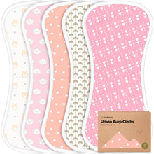 Load image into Gallery viewer, KeaBabies - KeaBabies 5-Pack Urban Burp Cloths: Pink Dreams