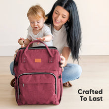 Load image into Gallery viewer, KeaBabies - Original Diaper Bag Backpack, Baby Bags with Changing Pad: Rustic Red