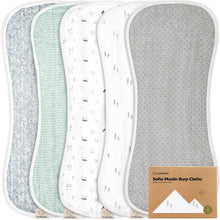 Load image into Gallery viewer, KeaBabies - KeaBabies 5-Pack Softe Burp Cloths: Nordic