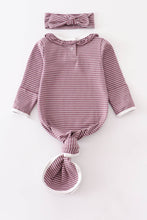 Load image into Gallery viewer, Purple stripe ruffle baby 2pc gown