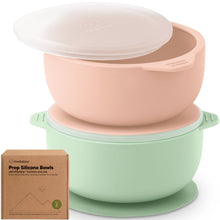 Load image into Gallery viewer, KeaBabies - 2-Pack Prep Suction Bowls with Lids, BPA-Free Baby Bowls: Mellow