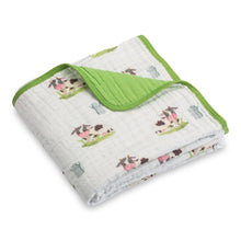Load image into Gallery viewer, Moo Moo Here Farm Theme Baby Toddler Muslin Quilt