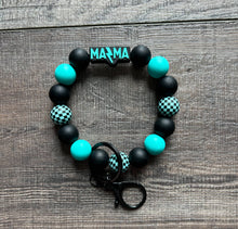 Load image into Gallery viewer, Lightening Bolt MAMA Silicone Beaded Wristlet Keychains