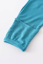 Load image into Gallery viewer, Teal bamboo ruffle 2pc baby gown