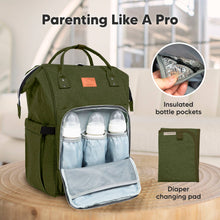 Load image into Gallery viewer, KeaBabies - Original Diaper Bag Backpack, Baby Bags with Changing Pad: Dark Olive