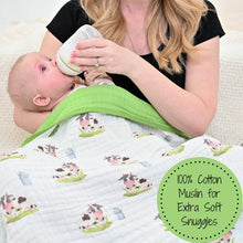 Load image into Gallery viewer, Moo Moo Here Farm Theme Baby Toddler Muslin Quilt