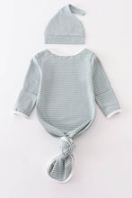 Load image into Gallery viewer, Green stripe 2pc baby gown