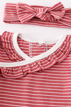 Load image into Gallery viewer, Red stripe ruffle baby 2pc gown