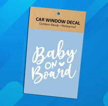 Load image into Gallery viewer, Baby on Board White Vinyl Window Decal