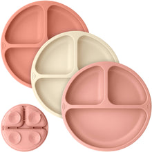 Load image into Gallery viewer, KeaBabies - 3-Pack Prep Suction Plates for Baby, BPA-Free Silicone Plate: Roseate