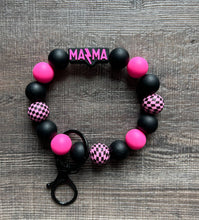 Load image into Gallery viewer, Lightening Bolt MAMA Silicone Beaded Wristlet Keychains