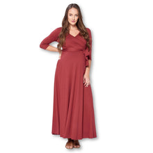 Load image into Gallery viewer, Made in USA - 3/4 Sleeve Wrapped Ruched Maternity Dress
