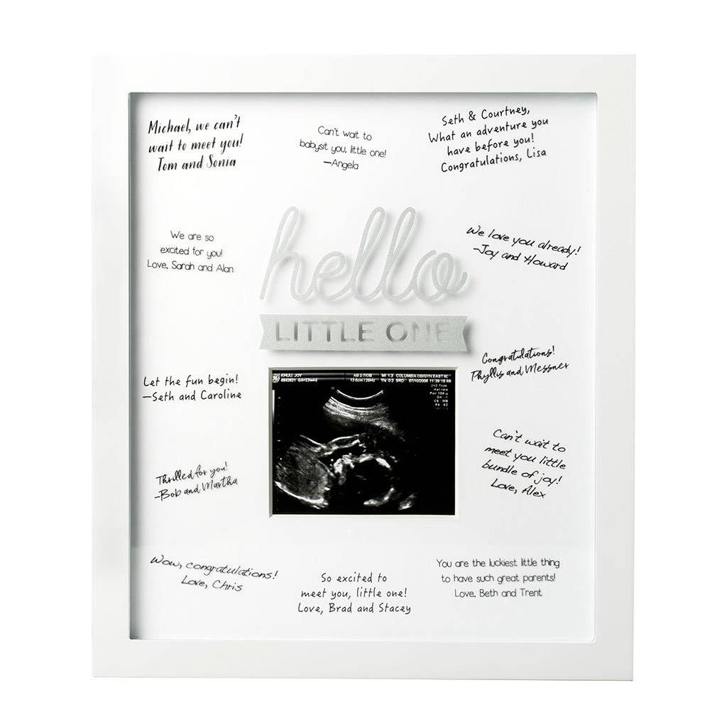 Hello Little One Sonogram Guest Book Signature Frame, White