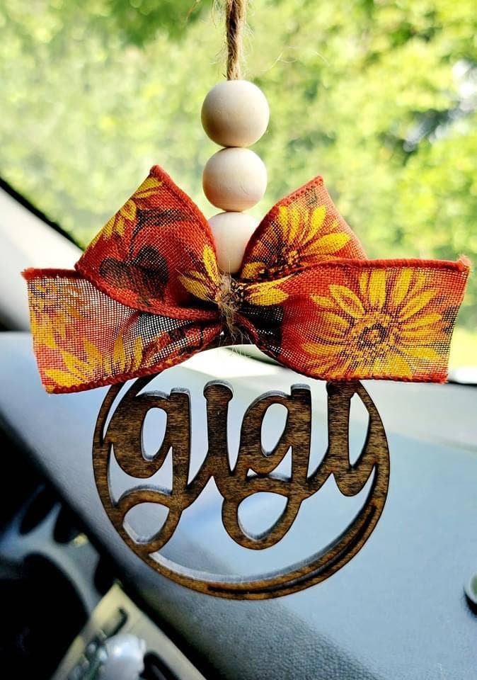 Gigi Car Charm Ornament - TAN SUNFLOWER