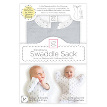 Load image into Gallery viewer, Swaddle Sack, Heathered Gray w Polka Dot Trim: Small 0-3 Mo
