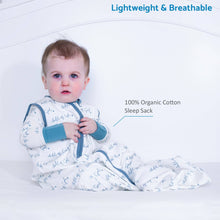 Load image into Gallery viewer, LollyBanks - Organic Cotton Sleep Sack 0.5 TOG Blue Child of God: S (0-6 months)
