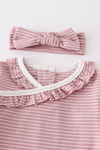 Load image into Gallery viewer, Pink stripe ruffle baby 2pc gown
