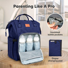 Load image into Gallery viewer, KeaBabies - Original Diaper Bag Backpack, Baby Bags with Changing Pad: Marine Blue
