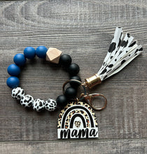Load image into Gallery viewer, Mama Leopard Rainbow Silicon Keychain Wristlet
