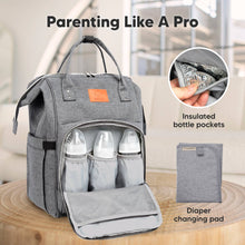 Load image into Gallery viewer, KeaBabies - Original Diaper Bag Backpack, Baby Bags with Changing Pad: Classic Gray
