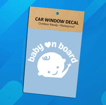 Load image into Gallery viewer, Baby on Board White Vinyl Window Decal
