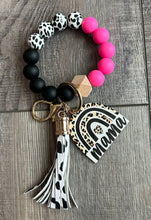 Load image into Gallery viewer, Mama Leopard Rainbow Silicon Keychain Wristlet
