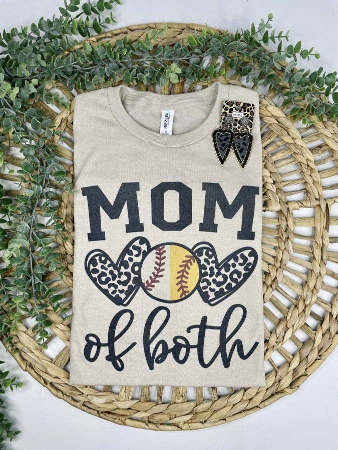 1/2 Penny Wholesale - Mom of Both Softball/Baseball (T-Shirt): Jerzee Tan / L