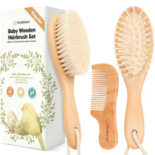 Load image into Gallery viewer, KeaBabies - KeaBabies Baby Hair Brush and Comb Set for Infant, Newborn: Walnut / Regular
