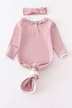 Load image into Gallery viewer, Pink stripe ruffle baby 2pc gown
