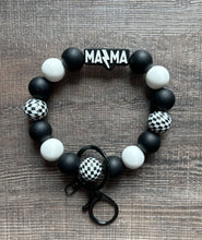 Load image into Gallery viewer, Lightening Bolt MAMA Silicone Beaded Wristlet Keychains
