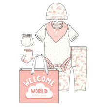 Load image into Gallery viewer, 8 Pcs Hanging Baby Gift Set Bodysuit Leggings Bib Mitten Cap
