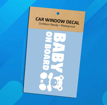 Load image into Gallery viewer, Baby on Board Teddy Bear White Vinyl Window Decal
