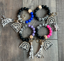 Load image into Gallery viewer, Mama Leopard Rainbow Silicon Keychain Wristlet
