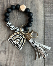 Load image into Gallery viewer, Mama Leopard Rainbow Silicon Keychain Wristlet
