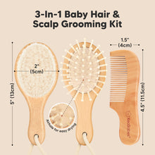 Load image into Gallery viewer, KeaBabies - KeaBabies Baby Hair Brush and Comb Set for Infant, Newborn: Walnut / Regular
