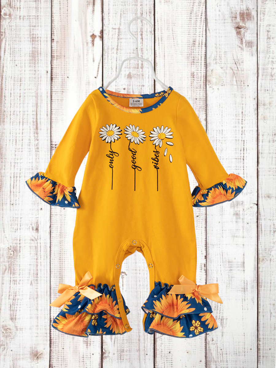 Yellow Sunflower Daisy Ruffle Baby Girl Romper 18-24 months
