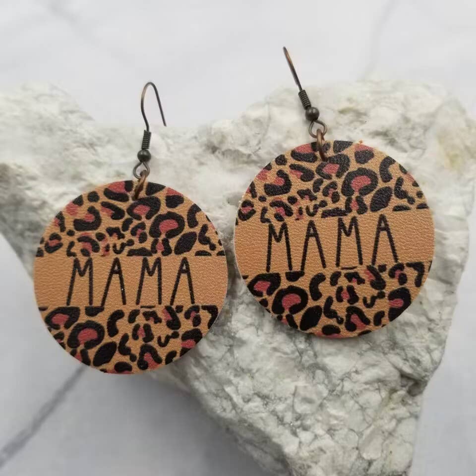 Leopard Leather MAMA Earrings